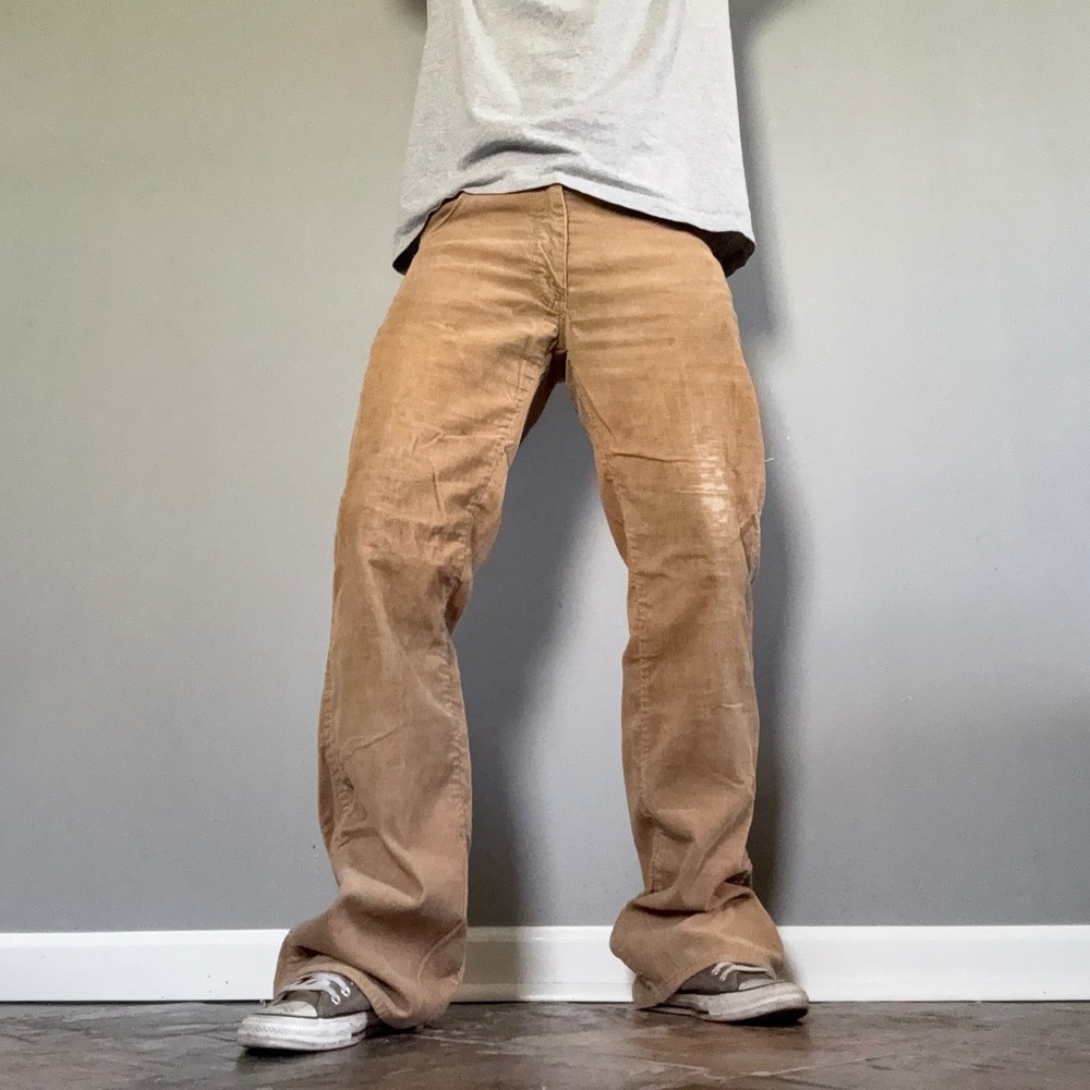 Vintage 70's Tan Flare Leg Mr. Leggs Corduroy Pants Talon 42 Zipper